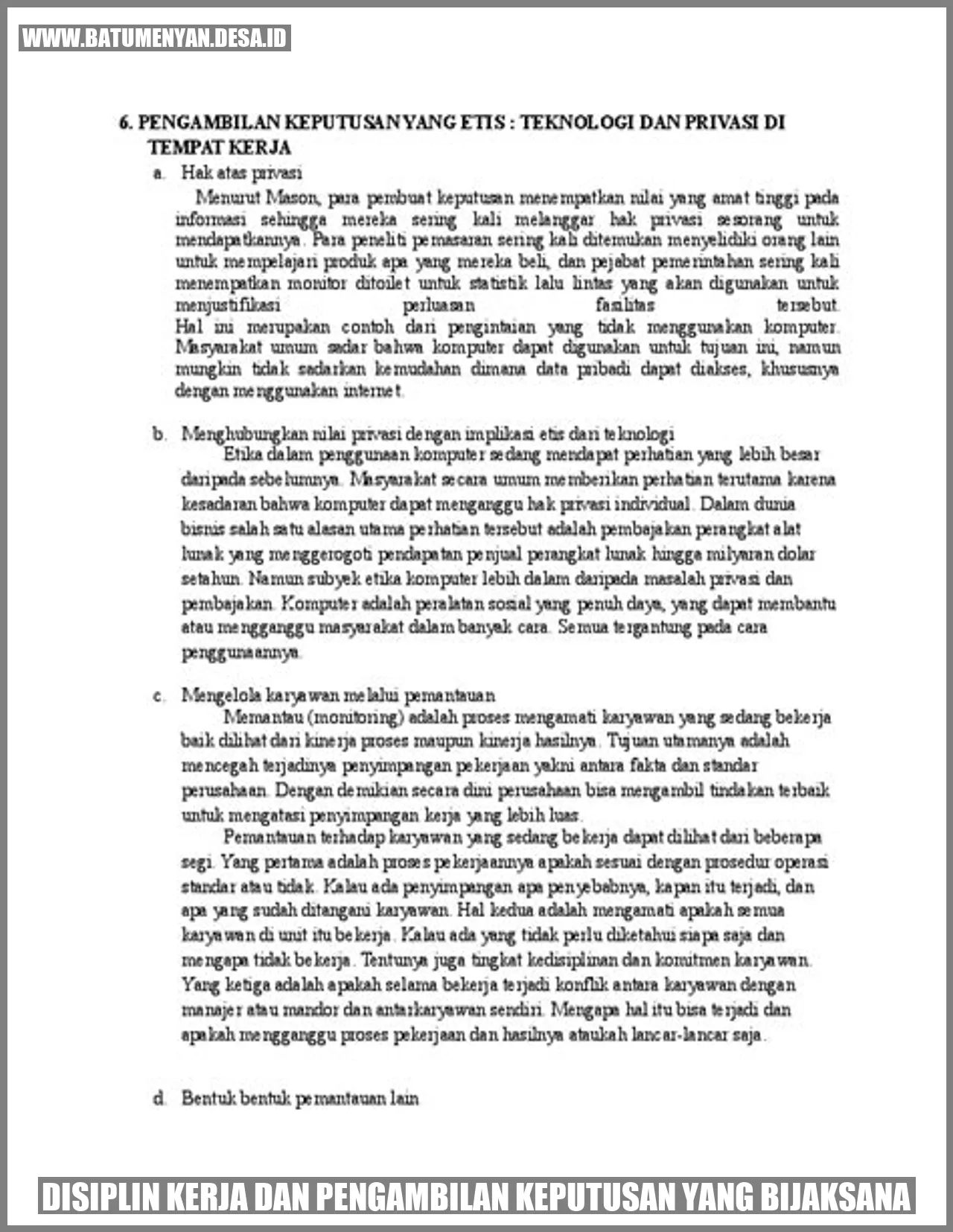 Disiplin Kerja dan Pengambilan Keputusan yang Bijaksana