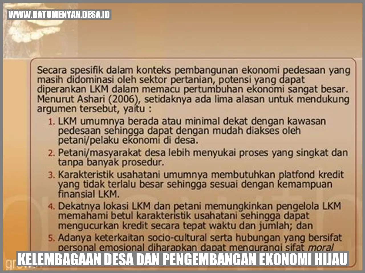 Kelembagaan Desa dan Pengembangan Ekonomi Hijau
