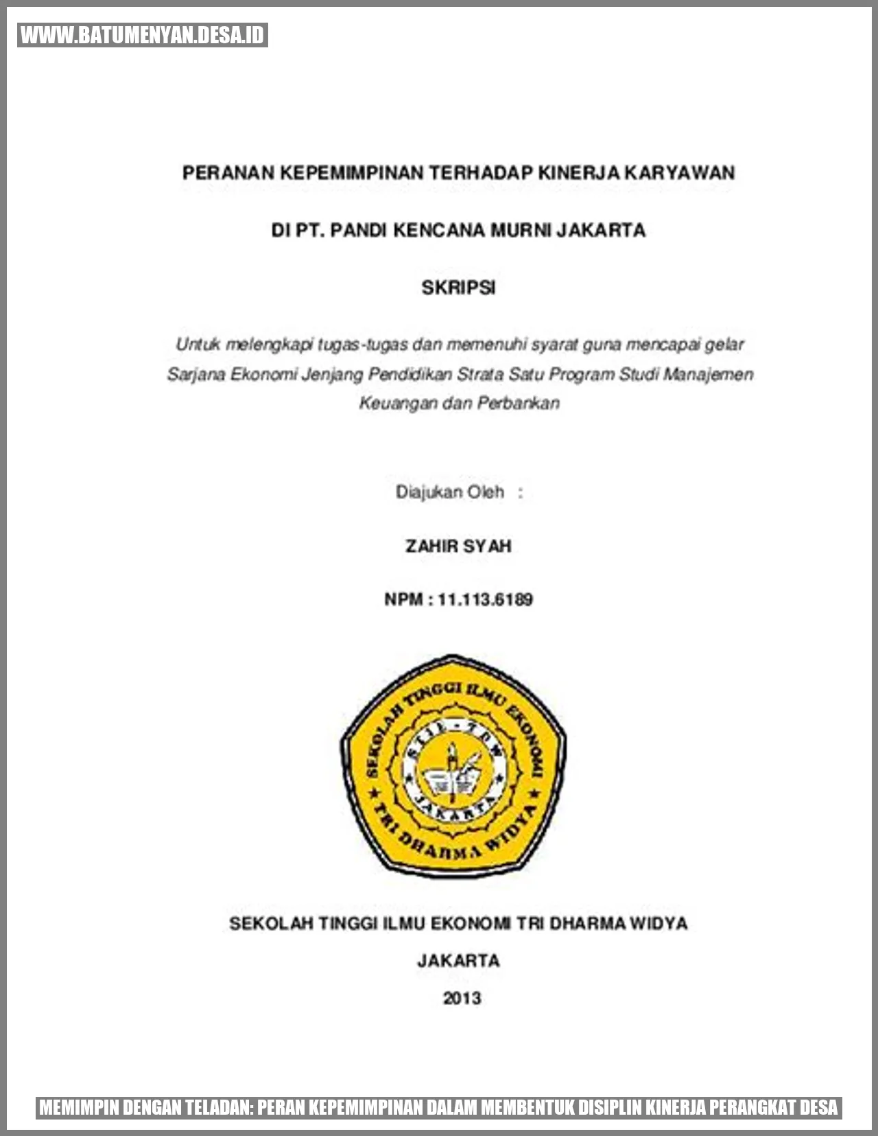 Memimpin dengan Teladan: Peran Kepemimpinan dalam Membentuk Disiplin Kinerja Perangkat Desa