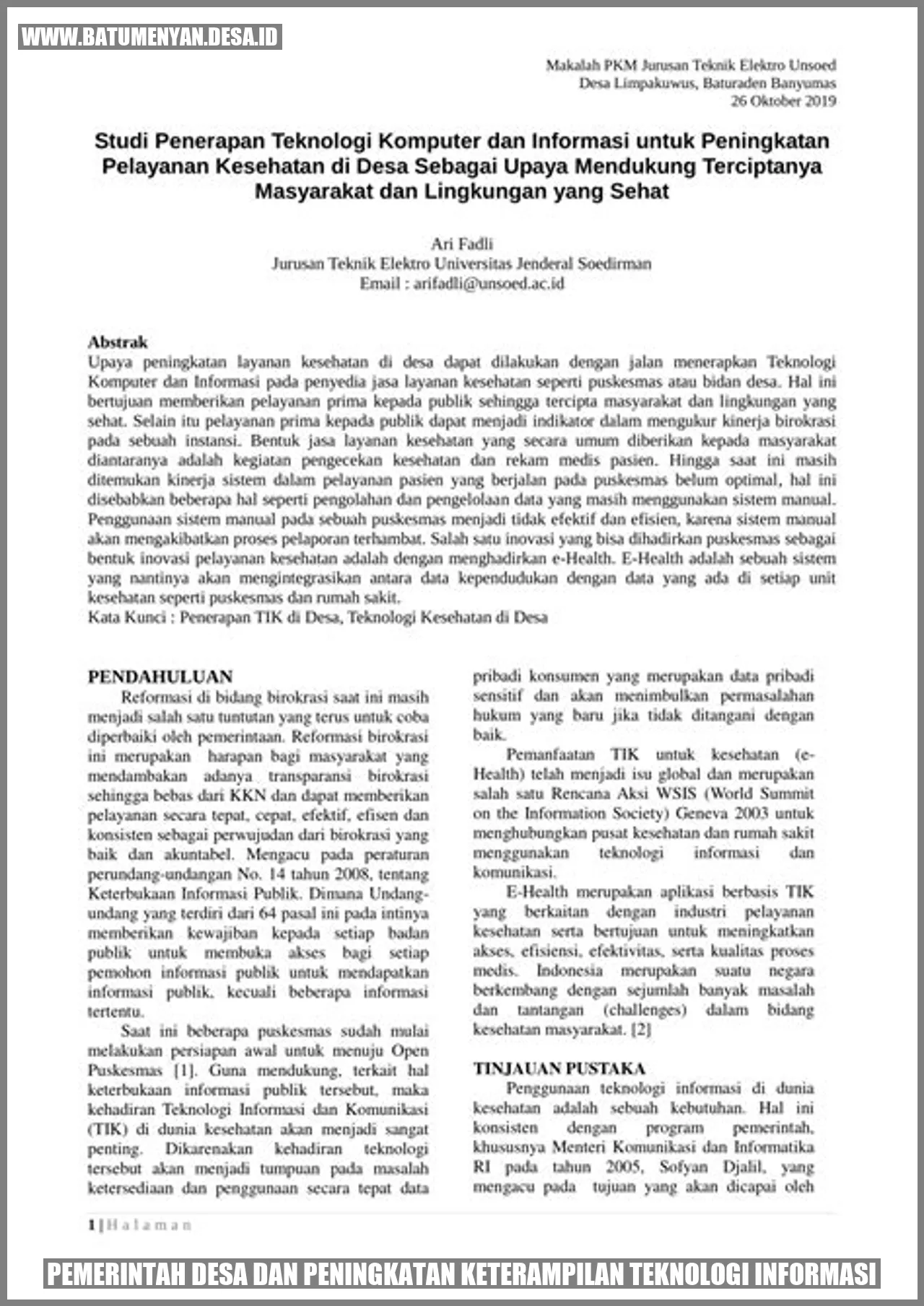 Pemerintah Desa dan Peningkatan Keterampilan Teknologi Informasi