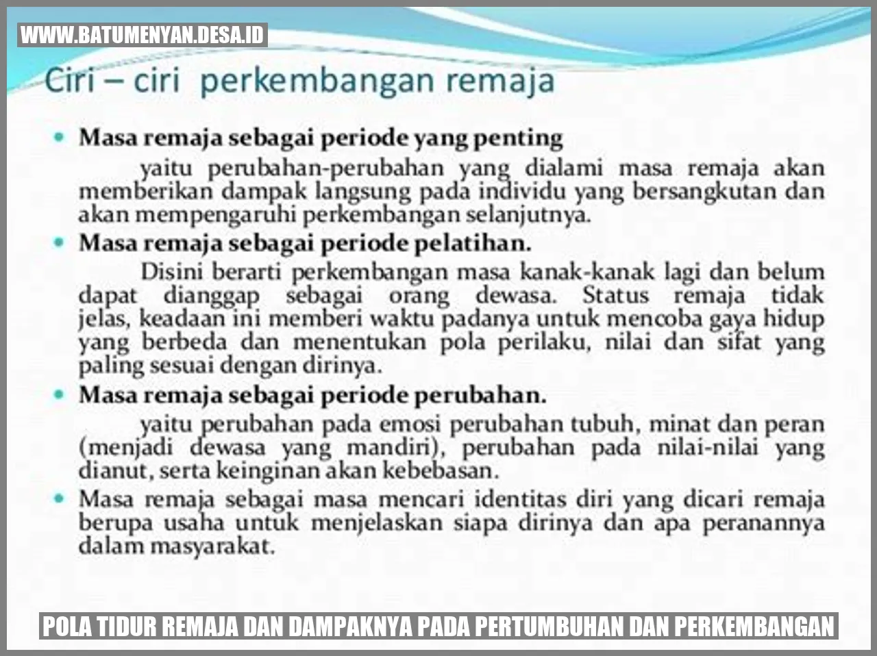 Pola Tidur Remaja dan Dampaknya pada Pertumbuhan dan Perkembangan
