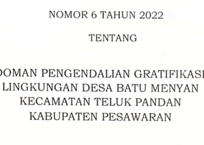Perkades Nomor 6 Tahun 2022 Tentang Pedoman Pengendalian Gratifikasi