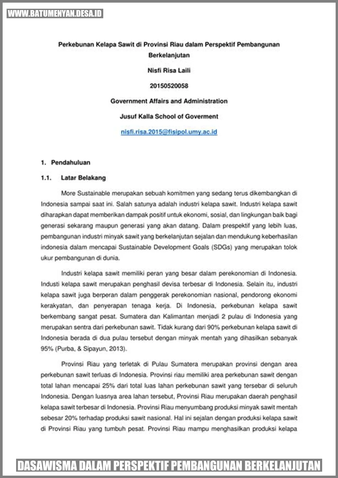 Dasawisma dalam Perspektif Pembangunan Berkelanjutan