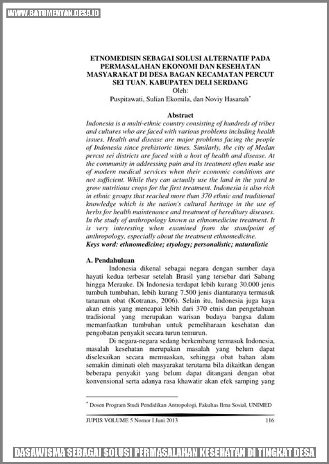 Gambar Dasawisma sebagai Solusi Permasalahan Kesehatan di Tingkat Desa