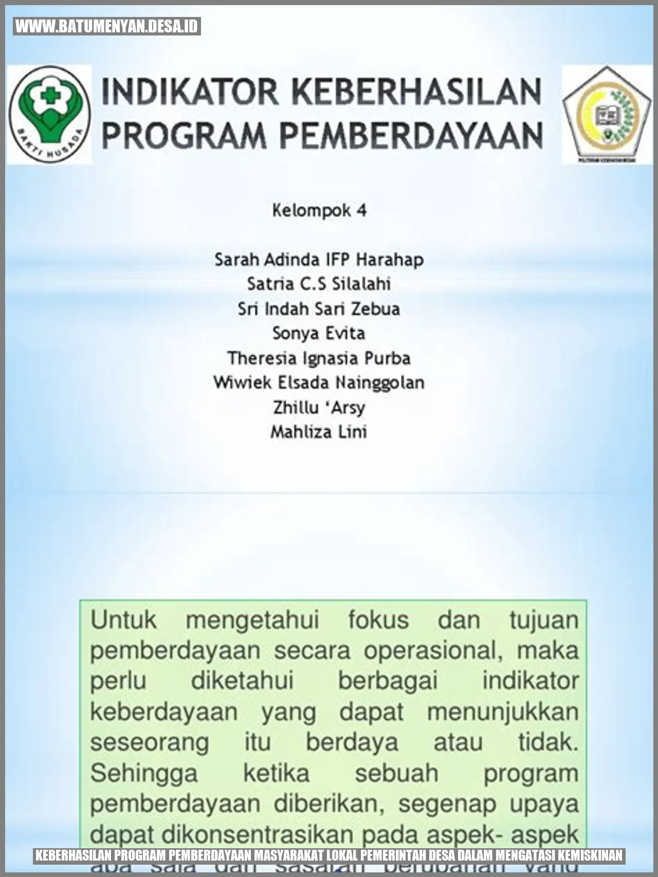 Keberhasilan Program Pemberdayaan Masyarakat Lokal Pemerintah Desa dalam Mengatasi Kemiskinan