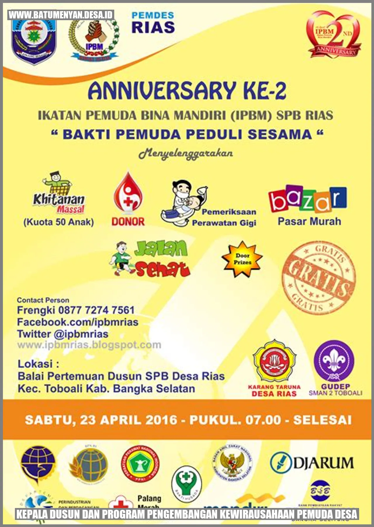 Gambar kepala dusun dan program pengembangan kewirausahaan pemuda desa