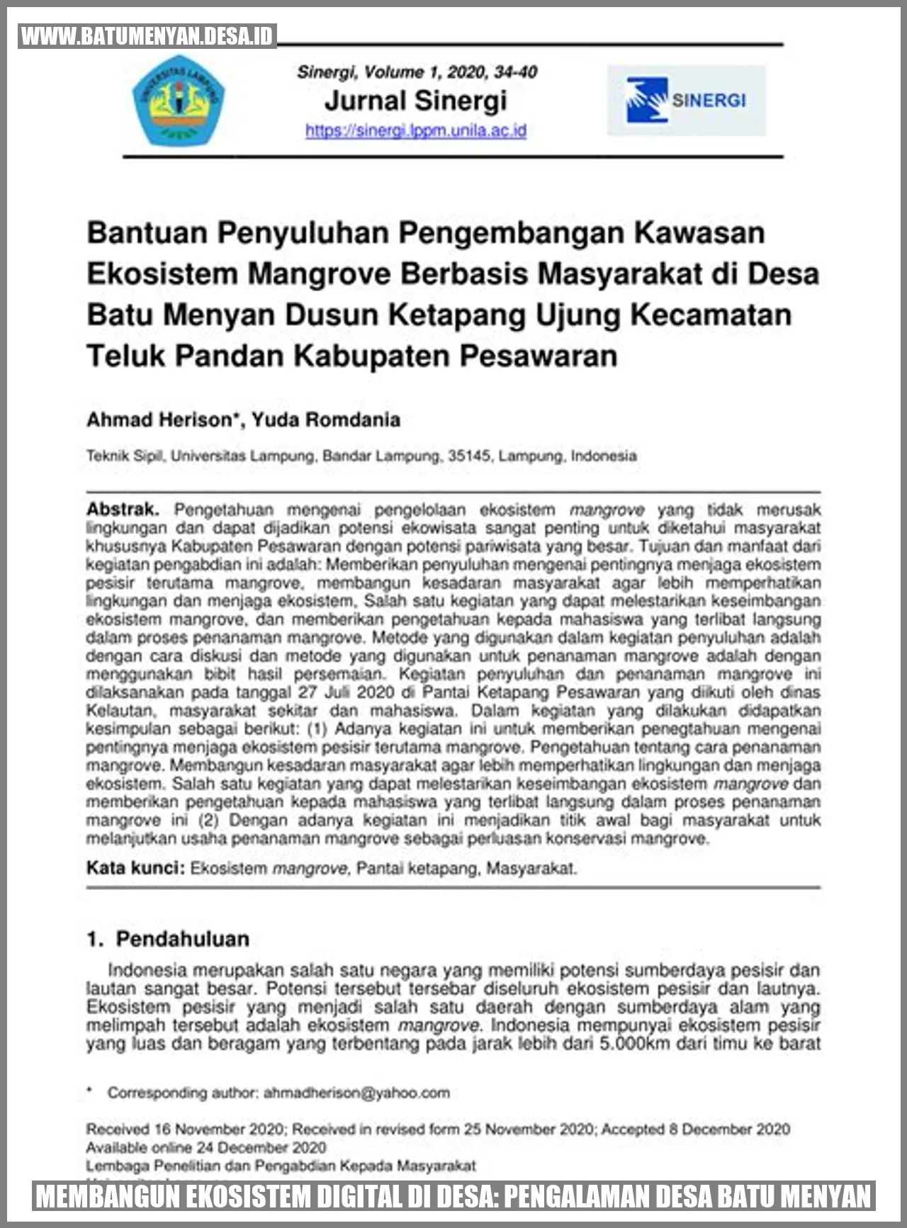 Ekosistem Digital di Desa: Pengalaman Desa Batu Menyan