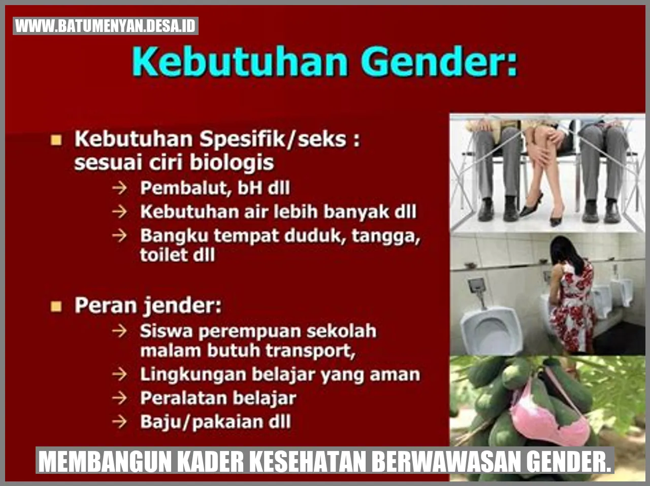 Membangun Kader Kesehatan Berwawasan Gender.