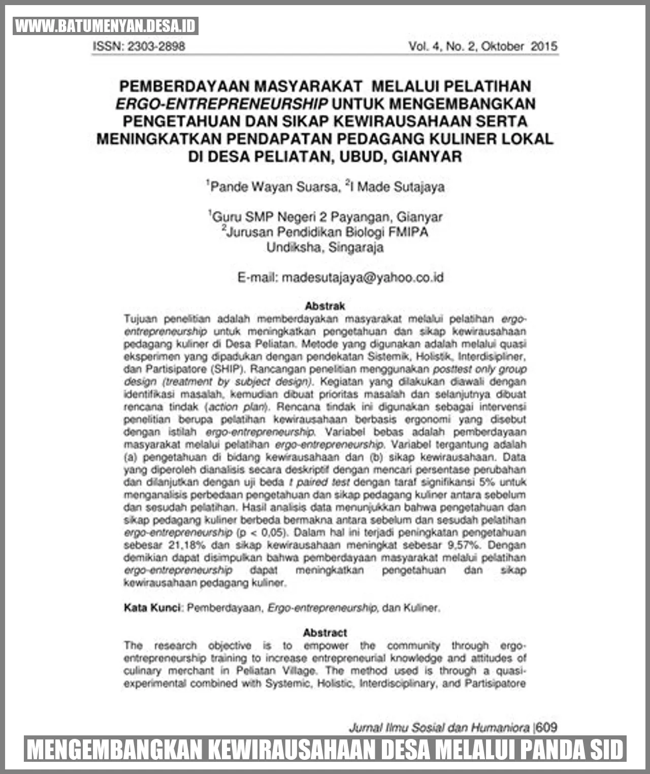 Gambar Kewirausahaan Desa Melalui Panda SID